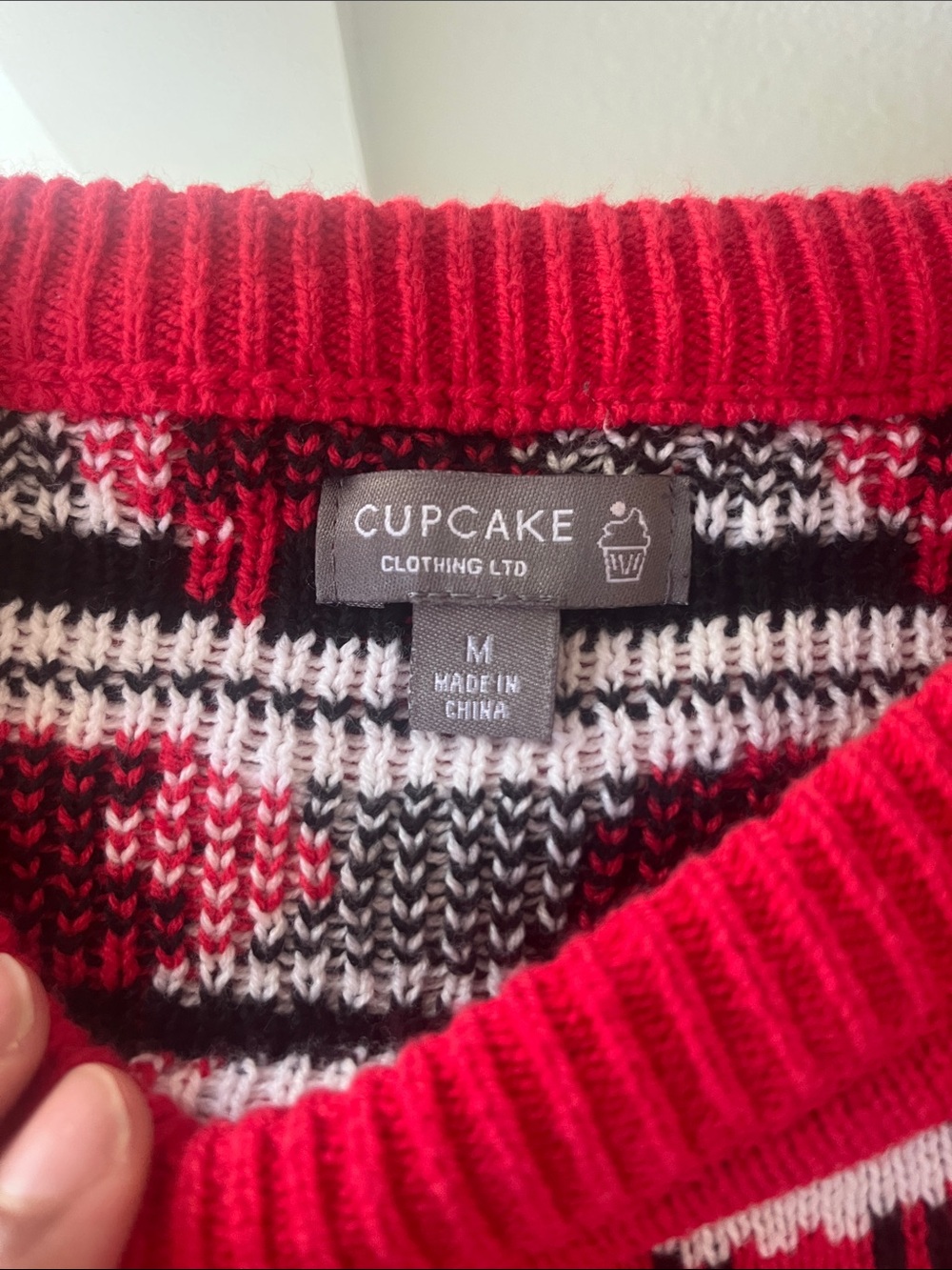 Cake Red Sheep Print Crewneck Sweater - Picture 3 of 7